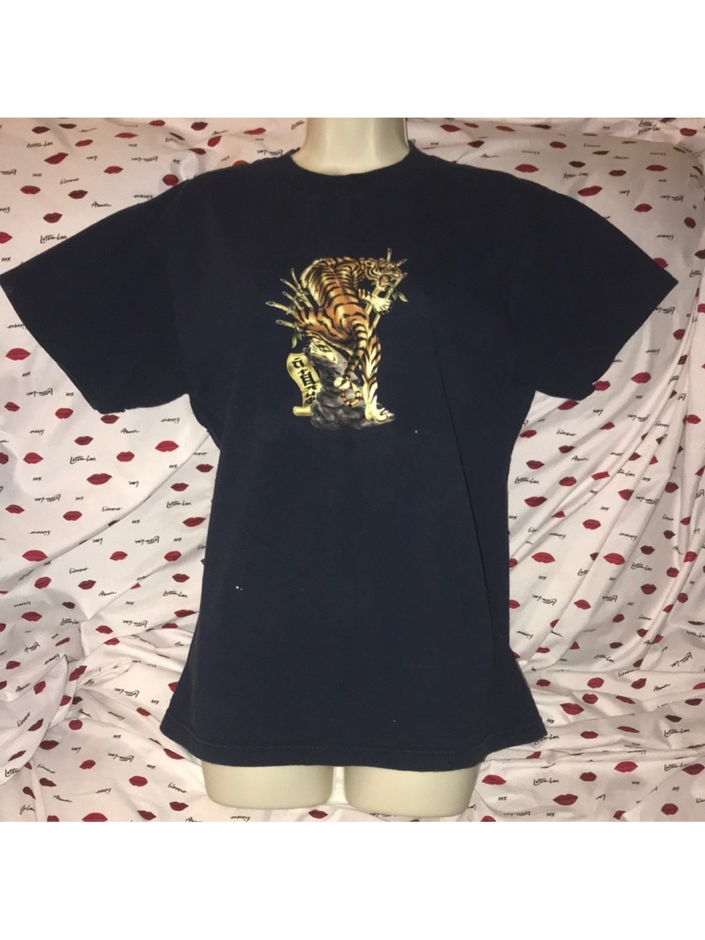 Tultex medium Blue Tee with Golden Tiger Graphic